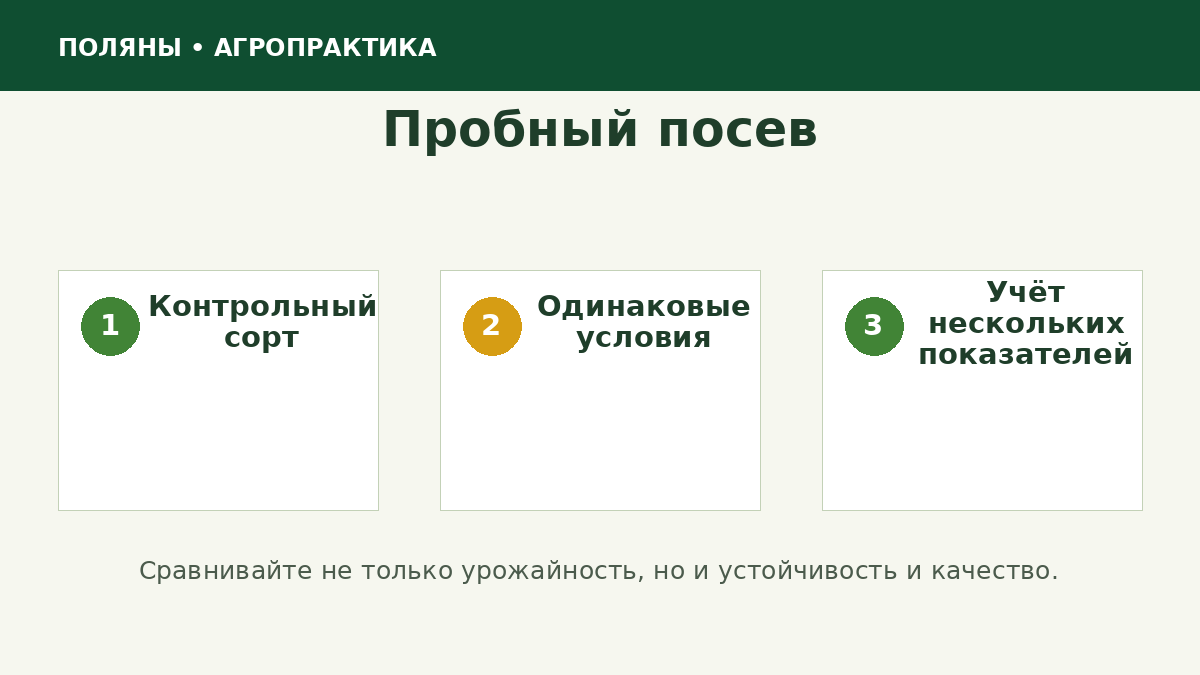 Схема пробного посева нового сорта