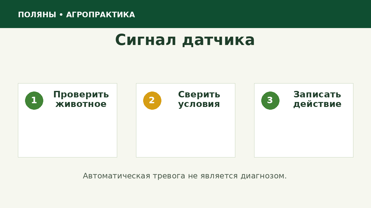 Работа с тревогой системы мониторинга животных