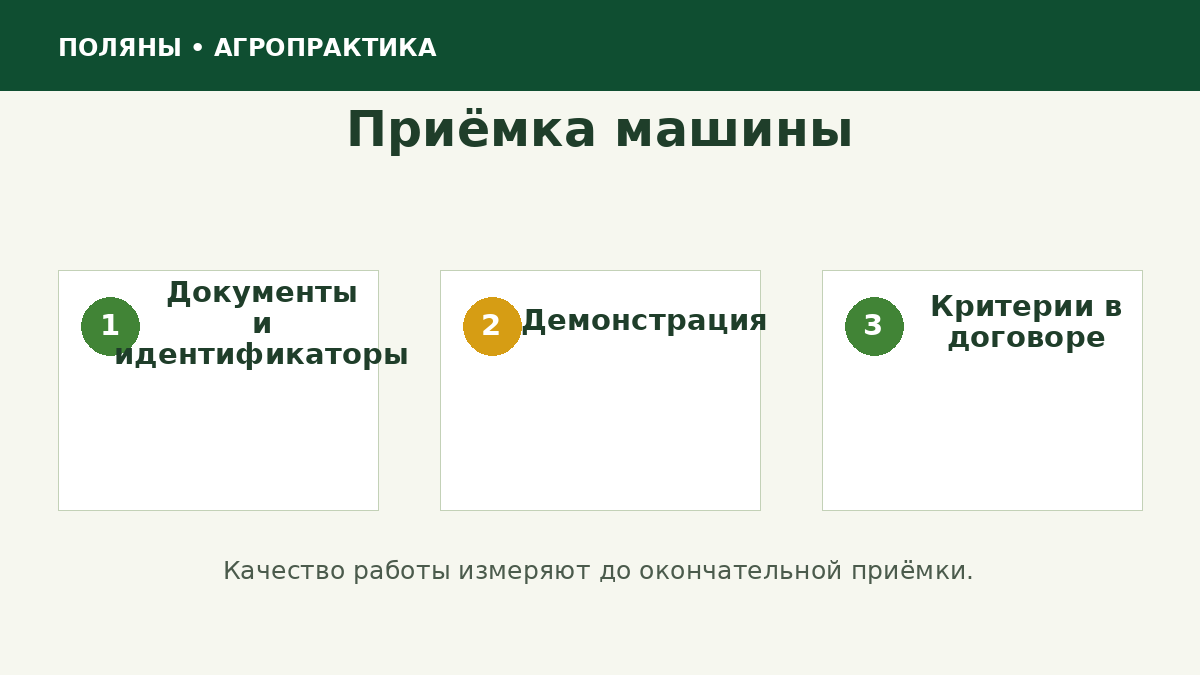 Чек-лист приёмки сельскохозяйственной машины